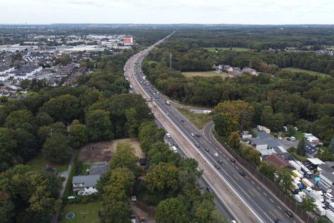 Luftbild der A3 in Langenfeld Höhe Hardt