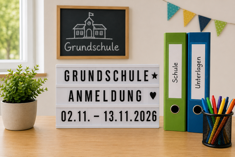 Anmeldung zu den Grundschulen für das Schuljahr 2027/2028.