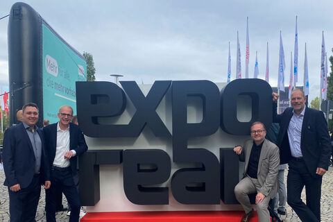 Die Langenfelder Delegation bei der „Expo Real“ in München (v.l.): Michael Forster (Stadtentwicklungsgesellschaft Langenfeld mbH), Bürgermeister Gerold Wenzens, Thomas Zacharias (Referatsleiter Wirtschaftsförderung, Citymanagement u. Liegenschaften) und Rainer Düx (Wirtschaftsförderer Stadt Langenfeld).