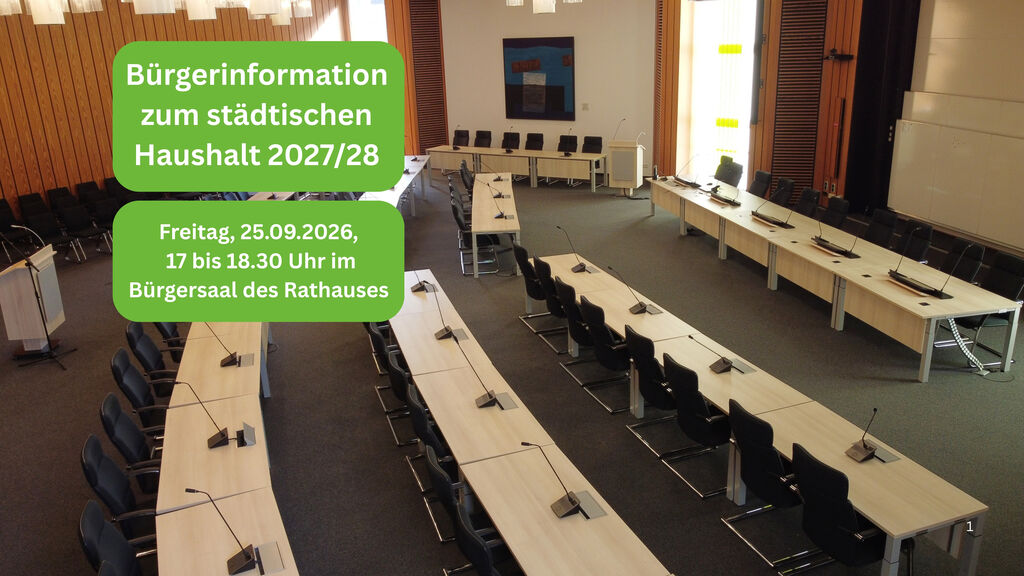 Bürgerinformation zum Haushaltsplanentwurf der Stadtverwaltung am 25. September 2026